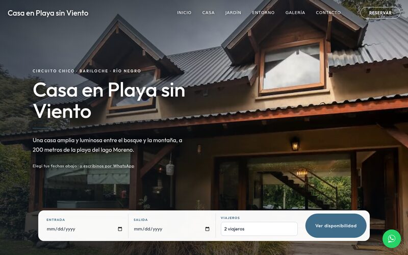 Sitio de Casa en Playa sin Viento, con su buscador de disponibilidad